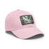 White cap with Congo rainforest watercolor design, rectangle patch.
