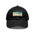 Urban skyline white cap with light brown patch and futuristic design.