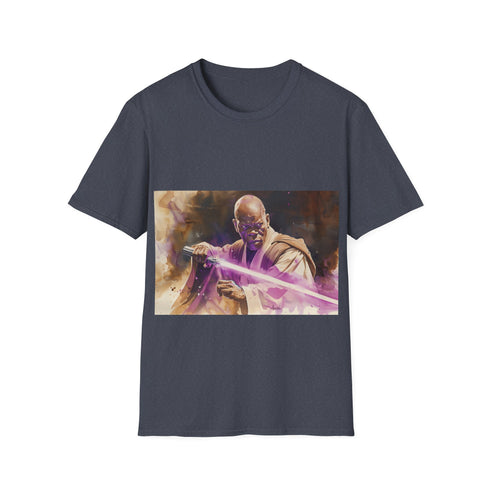 Purple lightsaber tee in charcoal, size S, Jedi style cotton shirt.