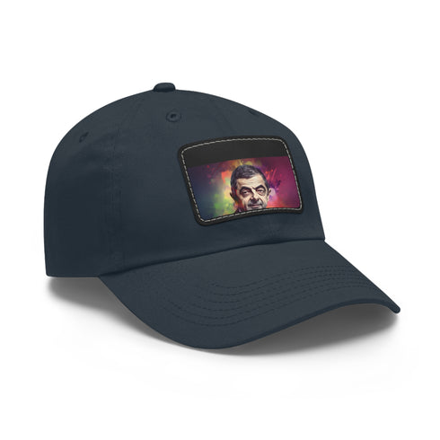 Neon watercolor baseball cap with light brown patch - unisex, vegan.