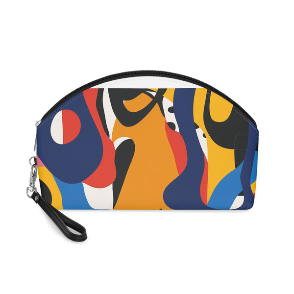 Abstract elegance makeup bag in bold seamless pattern for cosmetics on-the-go.