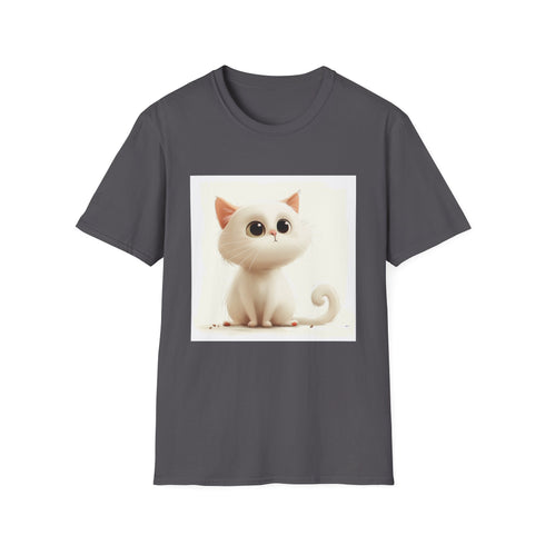 Adorable cartoon cat T-Shirt in Charcoal, size S, purrfect fashion staple.