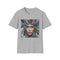 Charcoal cotton t-shirt with bohemian feather design and crew neck fit