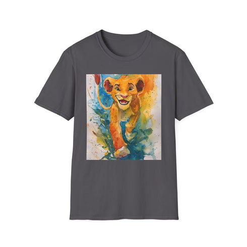 Charcoal cotton T-shirt with playful Young Simba Lion King design