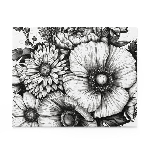 Floral Bliss Jigsaw Puzzle - Hand-drawn flowers in vibrant colors for a relaxing puzzle experience