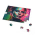Vibrant watercolor puzzle featuring Charlize Theron, perfect challenge for fans.
