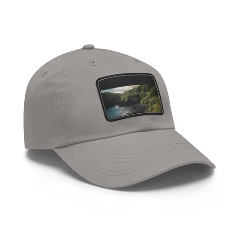 Maui Breeze Baseball Cap in White with Light Brown Palm Tree Patch.