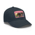 Iron Man shades snapback hat in white with light brown patch.