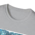 Charcoal cotton t-shirt with whimsical penguins in winter hats and scarves