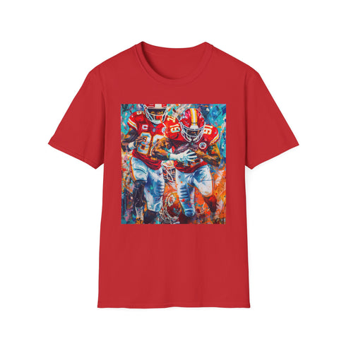 Charcoal cotton crew neck T-shirt with vibrant Chiefs victory painting