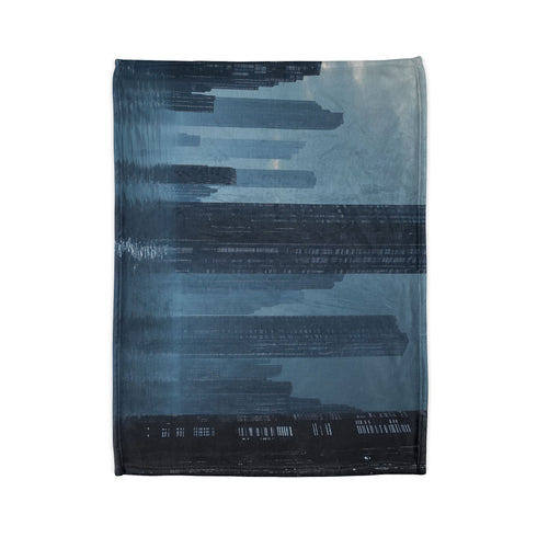 Data Towers Rising from Dark Sea Plush Fleece Throw Blanket