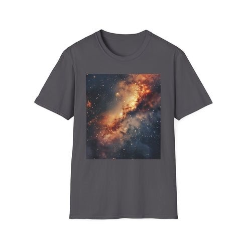 Charcoal galaxy painting T-shirt with vibrant patterns and regular fit