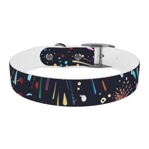 Dazzling black onyx fireworks dog collar for medium dogs.