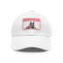 German Shepherd print white cap with light brown rectangle patch.