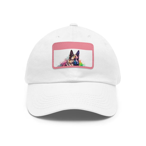 German Shepherd PupPrint Baseball Cap in White with Light Brown Patch