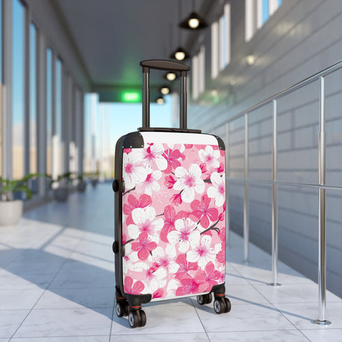Cherry Blossom Bliss Suitcase: Pink and White Spring Travel Bag