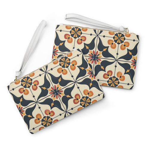 Colorful Artisan Tiles clutch bag with timeless seamless pattern design.