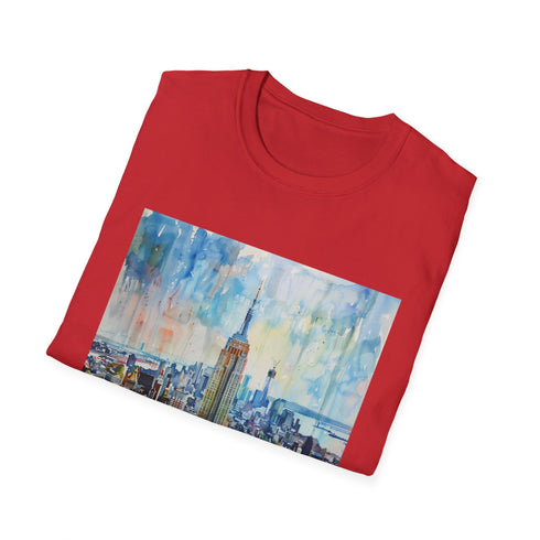New York City Watercolor Empire State Building T-shirt Charcoal Small Men/Women Summer.