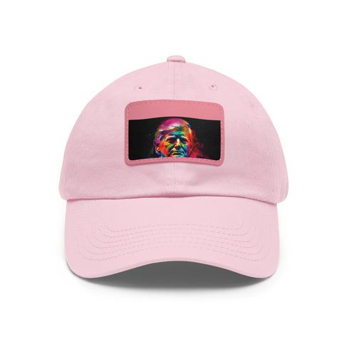 Neon Trump Watercolor Splatter Cap White Rectangle Unisex Cotton Vegan