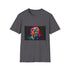 Vibrant Trump silhouette tee in charcoal, regular fit, crew neck.