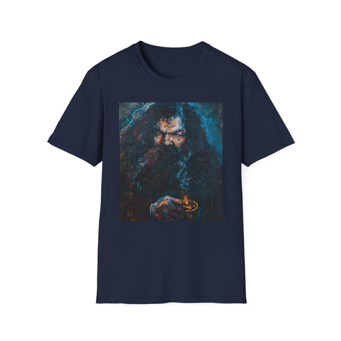 Charcoal cotton T-shirt featuring vibrant portrait of Rubeus Hagrid
