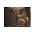Steampunk owl blanket with gears design for cozy sleep vibes.