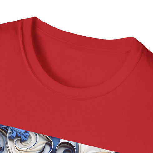 Porcelain Blue Blossom Tee Crewneck Cotton T-shirt in Charcoal variant, regular fit.