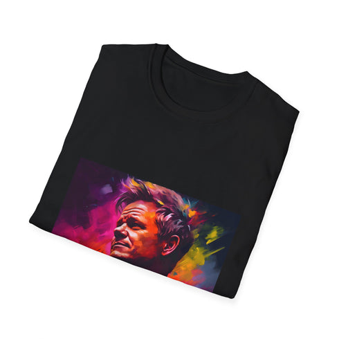 Charcoal cotton t-shirt with vibrant watercolor strokes and crew neck fit