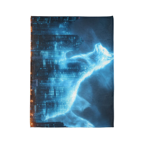 City Skyline Shaped Like Animal Spirits Plush Fleece Throw Blanket