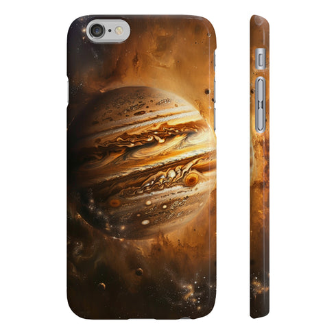 Journey-inspired glossy iPhone case with captivating gas giant design.
