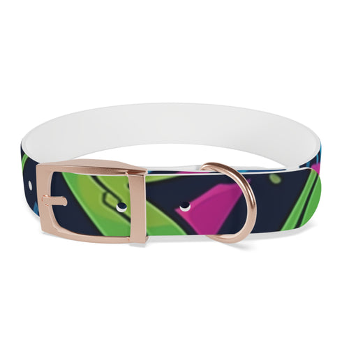 Neon graffiti dog collar in black onyx M size for trendy pets