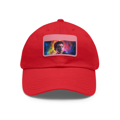 Vibrant watercolor neon baseball cap inspired by Tom Holland, unisex vegan hat.