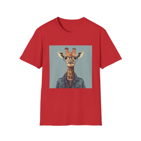 Hipster giraffe t-shirt in charcoal, size small, regular fit unisex.