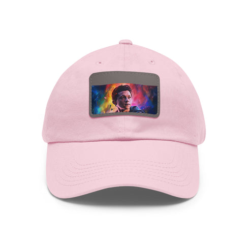 Vibrant neon watercolor baseball cap inspired by Tom Holland, unisex vegan hat.