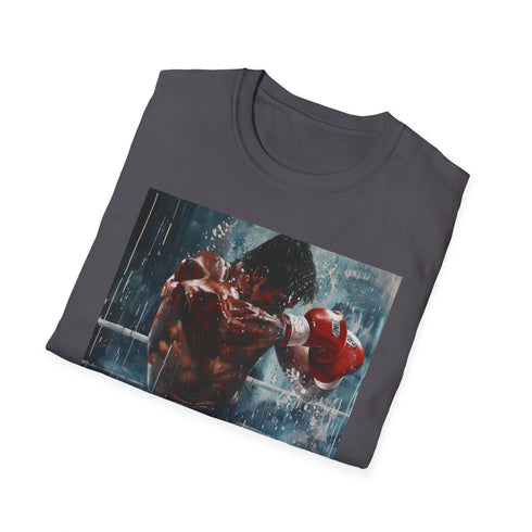 Boxer painting tee in charcoal, crew neck, cotton, DTG print.