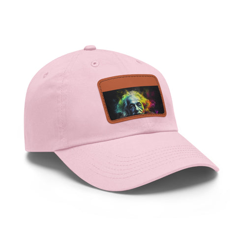 Genius Vision Neon Baseball Cap in White with Light Brown Patch.