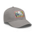 Central Park watercolor baseball cap with iconic landmarks and lush greenery.