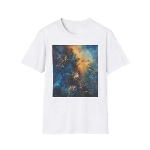 Charcoal cotton T-shirt with cosmic galaxy painting design