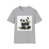 Charcoal Bamboo Rhapsody T-shirt with panda-illustrated tranquility in soft cotton