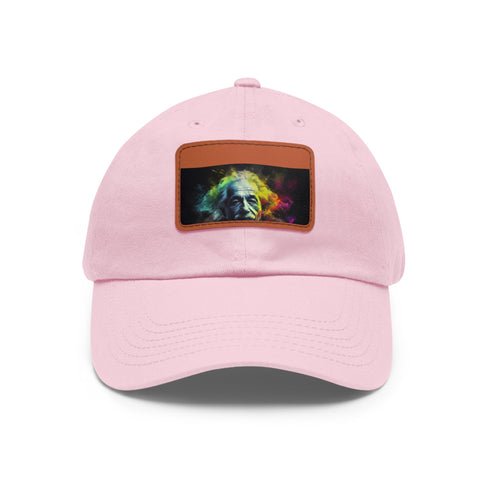 Genius Vision Neon Baseball Cap in White with Light Brown Rectangle Patch