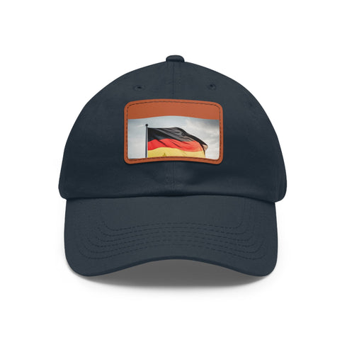 German flag colors baseball cap with white/light brown rectangular patch.
