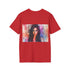 Watercolor tee in charcoal cotton crew neck with Kim Kardashian print