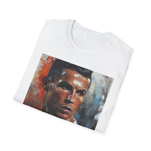Watercolor Cristiano Ronaldo charcoal cotton T-shirt with crew neck and regular fit