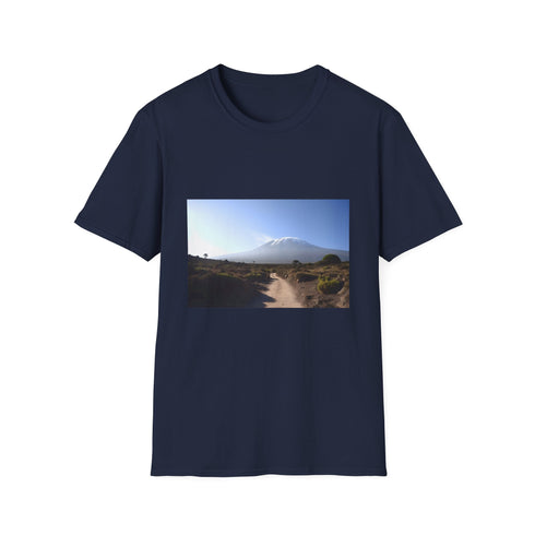 Charcoal crew neck T-shirt with Mount Kilimanjaro graphic in soft cotton