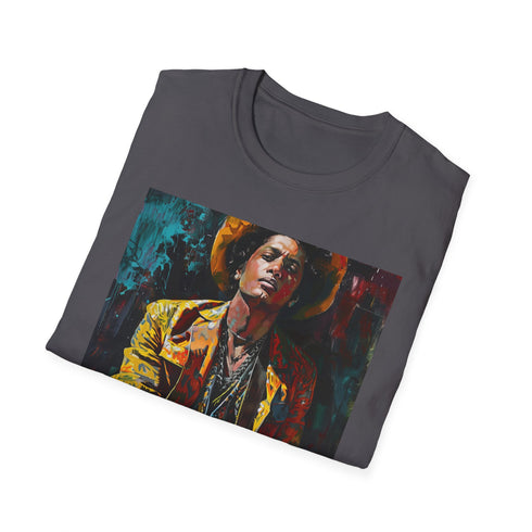 Bruno Mars Portrait Charcoal T-shirt, Regular Fit, Cotton, DTG, Crew Neck