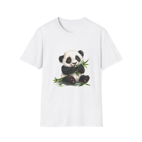 Soft charcoal bamboo-themed t-shirt with adorable panda graphic and crew neck