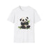 Soft charcoal bamboo-themed t-shirt with adorable panda graphic and crew neck