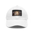Winter baseball cap in white with light brown patch, inspired by frosty pines.