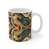 Elegant ceramic coffee mug with tile-inspired pattern for stylish mornings.