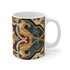 11oz ceramic coffee mug with intricate tile-inspired design.